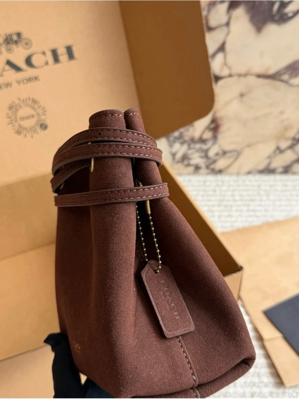 Coach Chocolate Brown Suede Messenger Crossbody